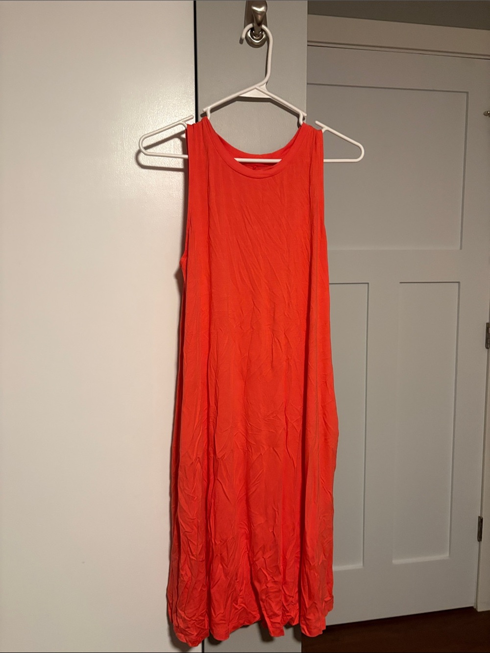Time and Tru Vibrant Orange Sleeveless Midi Tank Dress